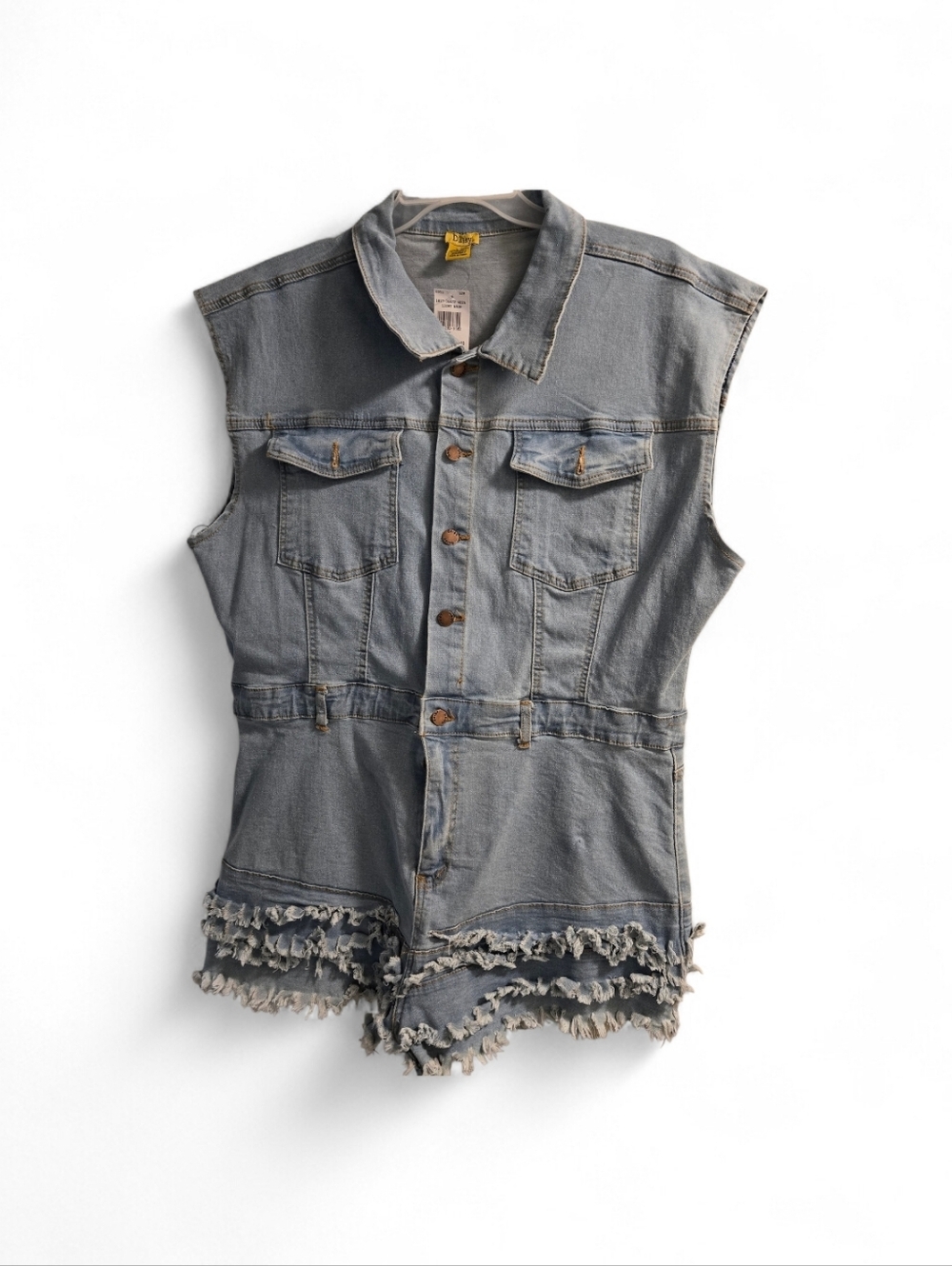 Sexy Sleevless Light Blue Button Down Trendy Denim Romper 1 Sizes  Left 3xl